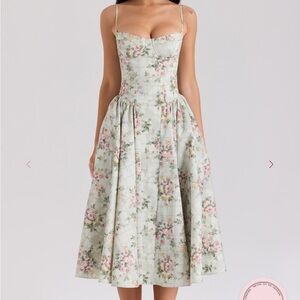 House of CB Samaria Sage Floral Print Cotton Mini Dress